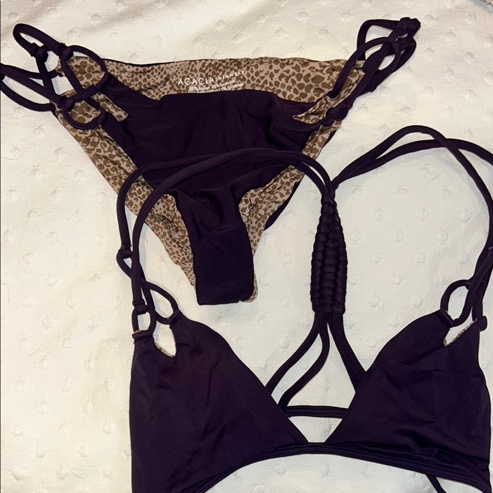Acacia Swimwear Purple and Leopard Bikini